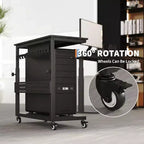 Support de tour d'ordinateur à roulettes, chariot porte-unité centrale réglable en hauteur, support de PC roulant à 2 niveaux sous le bureau, table d'appoint pour jeux à domicile ou bureau