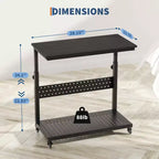Support de tour d'ordinateur à roulettes, chariot porte-unité centrale réglable en hauteur, support de PC roulant à 2 niveaux sous le bureau, table d'appoint pour jeux à domicile ou bureau