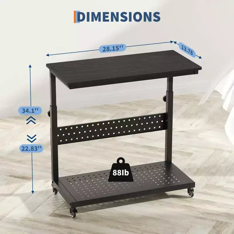 Support de tour d'ordinateur à roulettes, chariot porte-unité centrale réglable en hauteur, support de PC roulant à 2 niveaux sous le bureau, table d'appoint pour jeux à domicile ou bureau