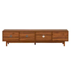 Meuble TV 79" pour téléviseurs jusqu'à 85", console TV meuble multimédia Meuble TV noyer avec portes et tiroirs à fermeture douce en rotin - ModernLuxe