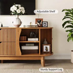 Meuble TV avec station de charge, Centre de divertissement pour téléviseurs jusqu'à 70 pouces, Table console multimédia avec 2 armoires de rangement et 2 tiroirs pour salon
