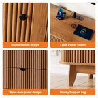 Meuble TV avec station de charge, Centre de divertissement pour téléviseurs jusqu'à 70 pouces, Table console multimédia avec 2 armoires de rangement et 2 tiroirs pour salon