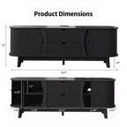 Meuble TV avec station de charge, Centre de divertissement pour téléviseurs jusqu'à 70 pouces, Table console multimédia avec 2 armoires de rangement et 2 tiroirs pour salon