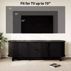 Meuble TV avec station de charge, Centre de divertissement pour téléviseurs jusqu'à 70 pouces, Table console multimédia avec 2 armoires de rangement et 2 tiroirs pour salon