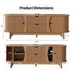 Meuble TV avec station de charge, Centre de divertissement pour téléviseurs jusqu'à 70 pouces, Table console multimédia avec 2 armoires de rangement et 2 tiroirs pour salon