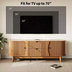 Meuble TV avec station de charge, Centre de divertissement pour téléviseurs jusqu'à 70 pouces, Table console multimédia avec 2 armoires de rangement et 2 tiroirs pour salon