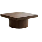 Table basse carrée pour salon, plateau en placage de bois à motif parquet, noyer