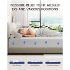 Matelas en mousse à mémoire de forme Dyonery 25 cm, soutien mi-ferme, gel rafraîchissant et soulagement des maux de dos, housse amovible sans fibre de verre, certifié CertiPUR-US