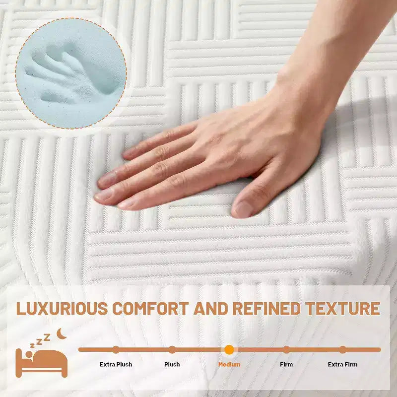 Matelas en mousse à mémoire de forme Dyonery 25 cm, soutien mi-ferme, gel rafraîchissant et soulagement des maux de dos, housse amovible sans fibre de verre, certifié CertiPUR-US