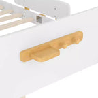 JVNOXK Lit Plateforme Grande Taille 150 cm avec Tiroirs de Rangement, Cadre de Lit en Bois Massif avec Barrière de Sécurité, Petite Étagère, Crochets, Pas Besoin de Sommier Tapissier, Blanc