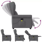 vidaXL Fauteuil inclinable de massage en tissu gris foncé