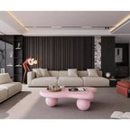Table basse nuage 47 avec pieds sphériques, table basse centrale moderne et irrégulière pour salon, rose