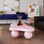 Table basse nuage 47 avec pieds sphériques, table basse centrale moderne et irrégulière pour salon, rose