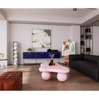 Table basse nuage 47 avec pieds sphériques, table basse centrale moderne et irrégulière pour salon, rose