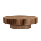 Table basse tambour ovale, table centrale moderne sur pied pour salon, Noyer