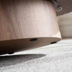 Table basse tambour ovale, table centrale moderne sur pied pour salon, Noyer