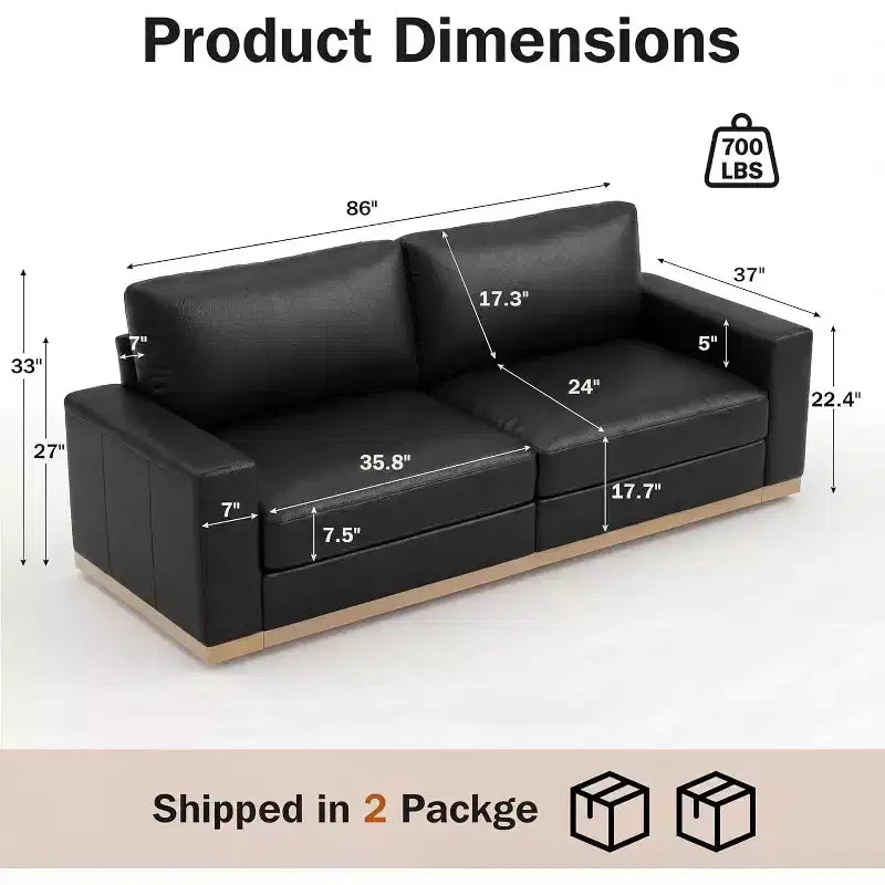 Canapé fixe Dyonery avec lattes en bois, tissu en coton, couleur grise, deux places, 88 pouces