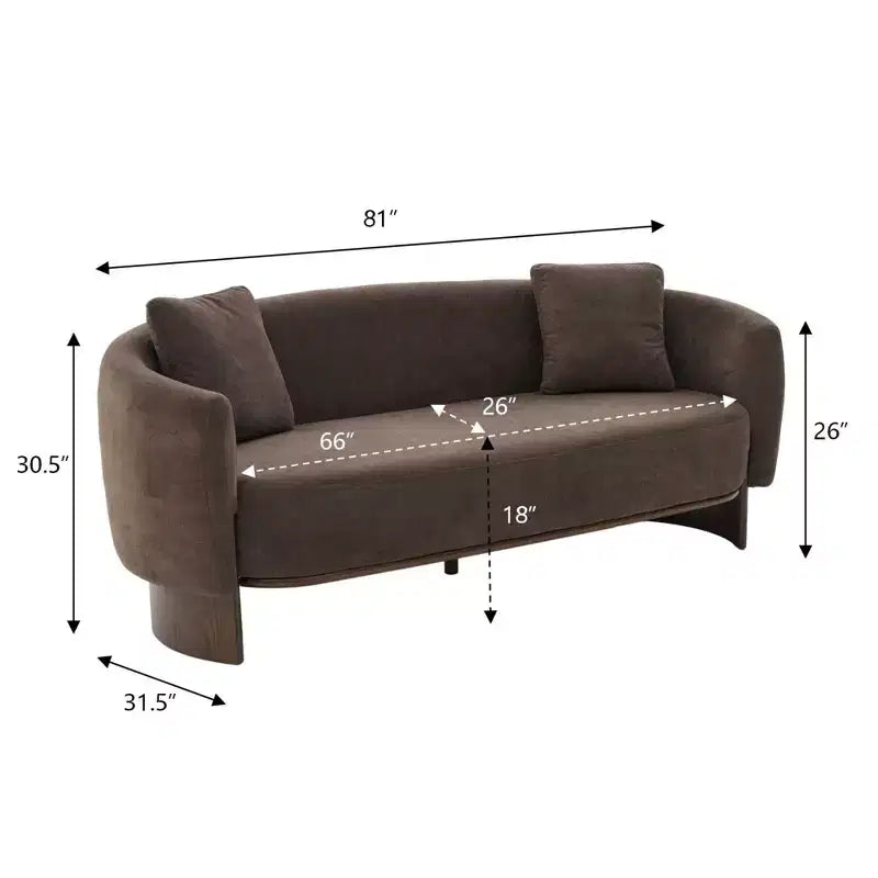 Canapé 3 places moderne GDFStudio Kyro 81" en bouclette avec base en bois et coussins
