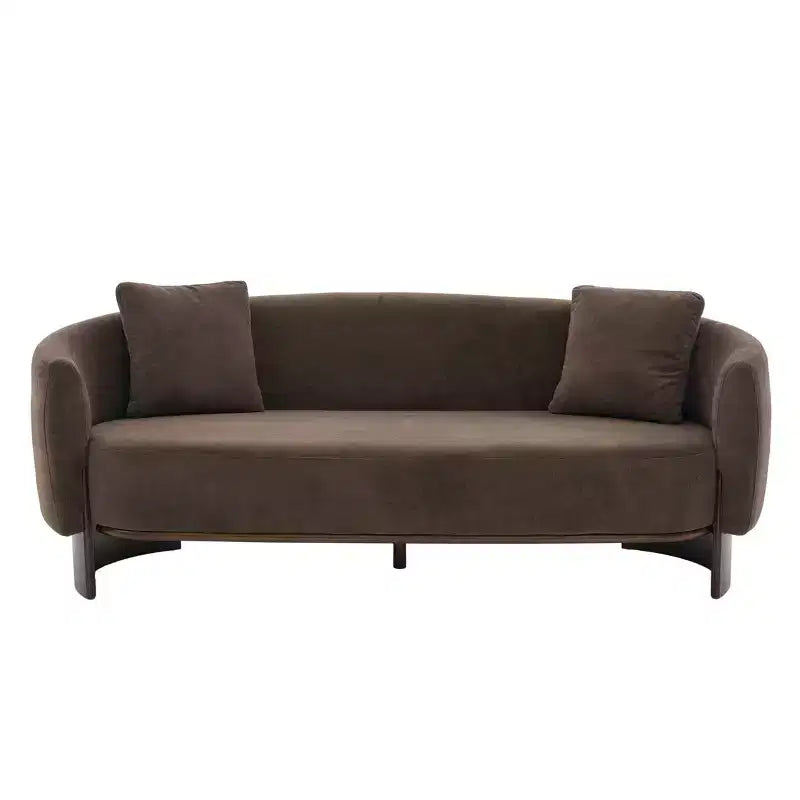 Canapé 3 places moderne GDFStudio Kyro 81" en bouclette avec base en bois et coussins