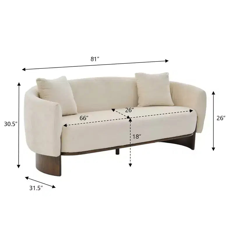 Canapé 3 places moderne GDFStudio Kyro 81" en bouclette avec base en bois et coussins
