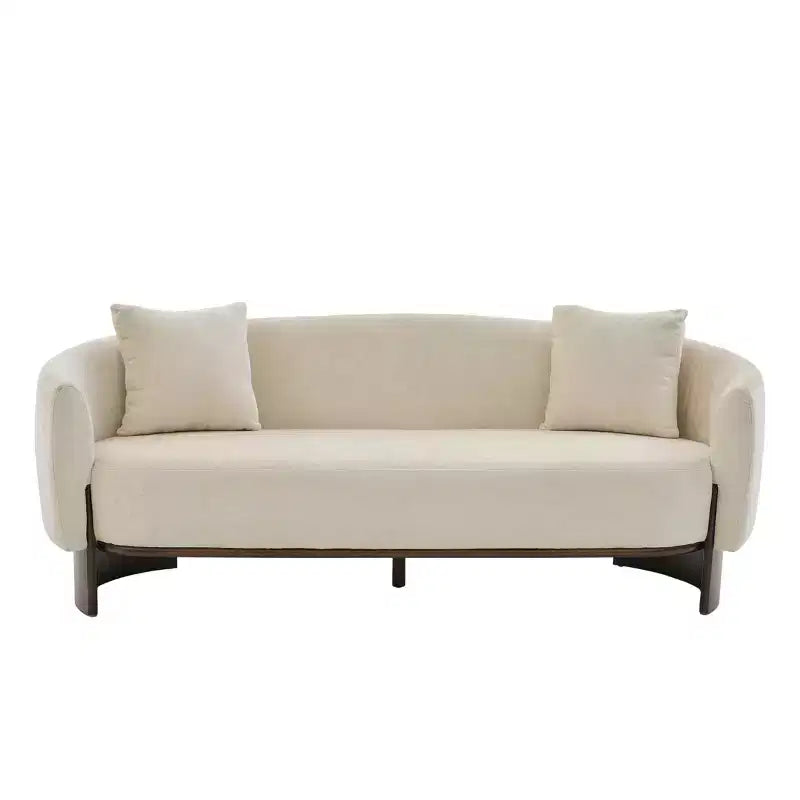 Canapé 3 places moderne GDFStudio Kyro 81" en bouclette avec base en bois et coussins