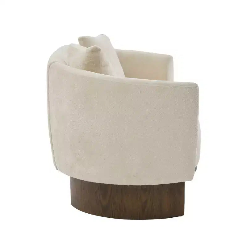 Canapé 3 places moderne GDFStudio Kyro 81" en bouclette avec base en bois et coussins