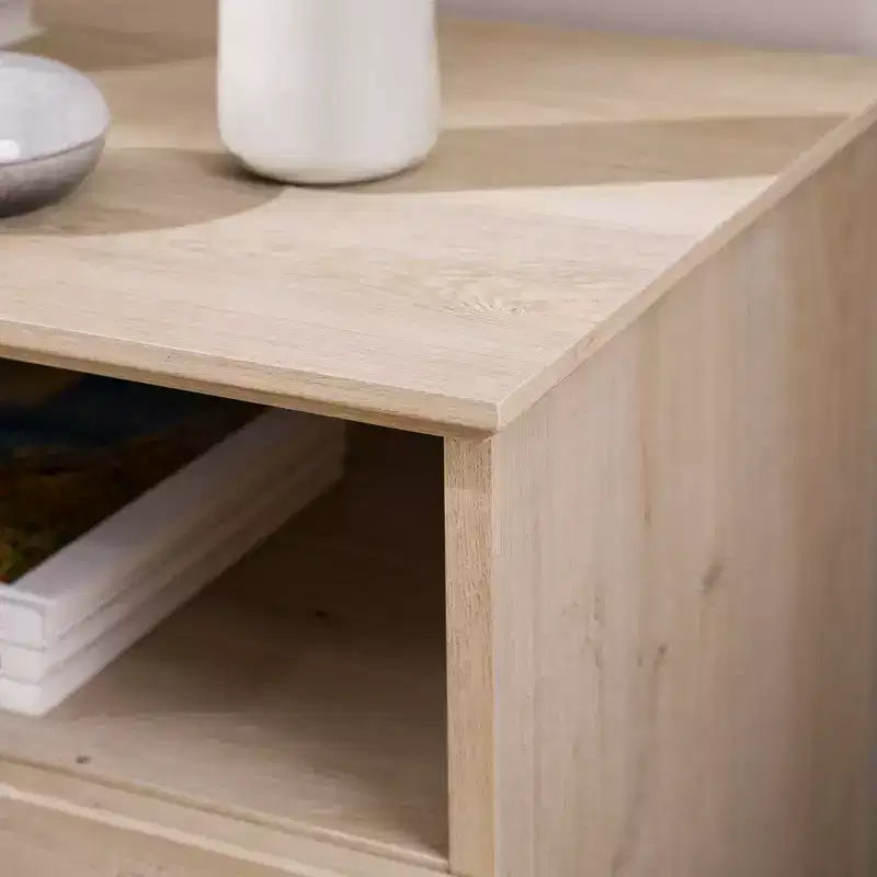 Table de chevet transitionnelle à 2 tiroirs Chêne Blanc - Walker Edison