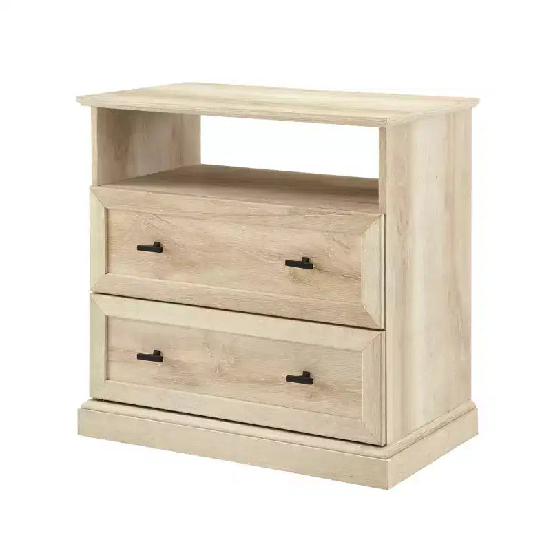 Table de chevet transitionnelle à 2 tiroirs Chêne Blanc - Walker Edison