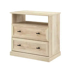 Table de chevet transitionnelle à 2 tiroirs Chêne Blanc - Walker Edison