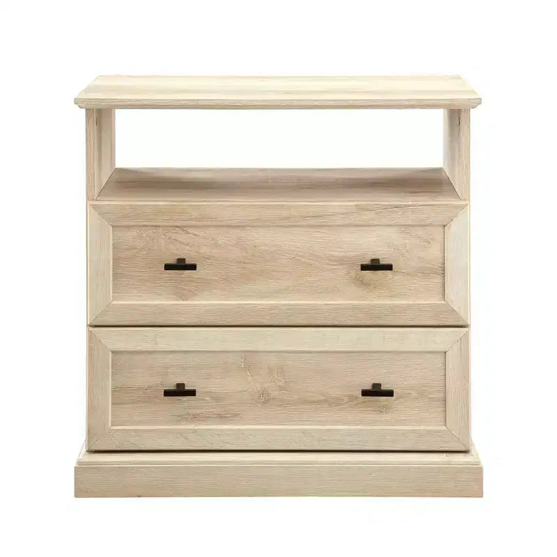 Table de chevet transitionnelle à 2 tiroirs Chêne Blanc - Walker Edison