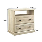 Table de chevet transitionnelle à 2 tiroirs Chêne Blanc - Walker Edison