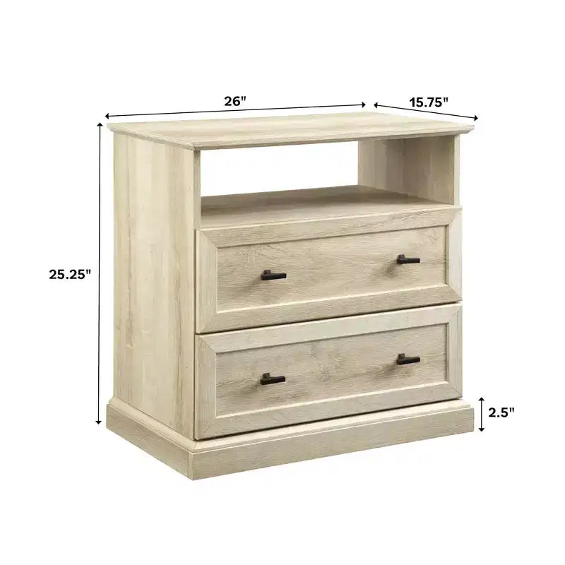 Table de chevet transitionnelle à 2 tiroirs Chêne Blanc - Walker Edison