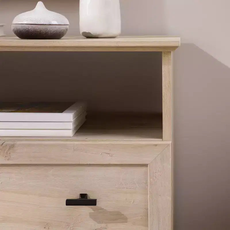 Table de chevet transitionnelle à 2 tiroirs Chêne Blanc - Walker Edison