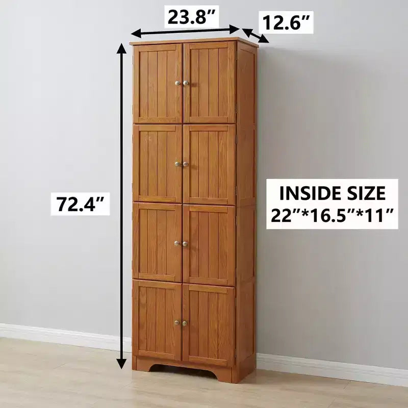 JVNOXK Armoire haute autoportante Chêne 72.4 avec 8 portes et 4 étagères pour la maison