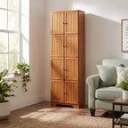 JVNOXK Armoire haute autoportante Chêne 72.4 avec 8 portes et 4 étagères pour la maison