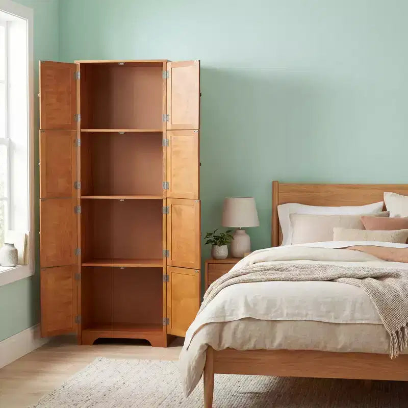 JVNOXK Armoire haute autoportante Chêne 72.4 avec 8 portes et 4 étagères pour la maison