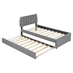 MAYEERTY Cadre de lit robuste en MDF et panneaux de particules avec espace de couchage supplémentaire et assemblage facile