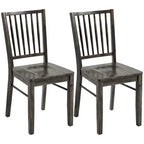 HOMCOM Dining Chairs Set of 2 Ergonomic Solid Wood, Armless Kitchen Chairs with Rubberwood Legs