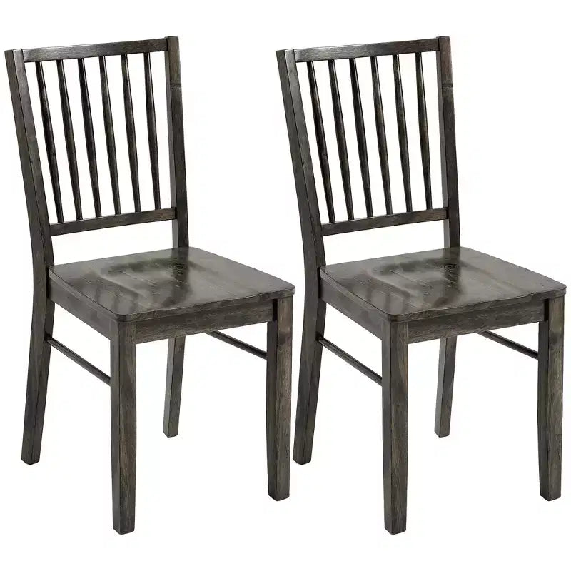 HOMCOM Dining Chairs Set of 2 Ergonomic Solid Wood, Armless Kitchen Chairs with Rubberwood Legs