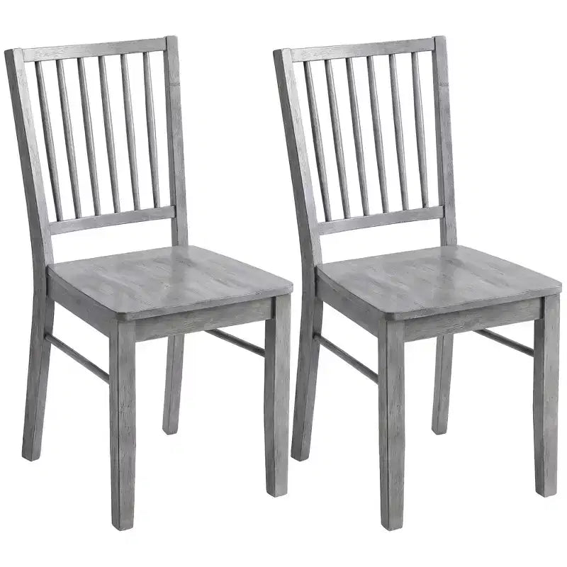 HOMCOM Lot de 2 chaises de salle à manger ergonomiques en bois massif, chaises de cuisine sans accoudoirs avec pieds en bois d'hévéa
