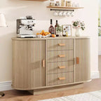 47 Fluted Sideboard Buffet Cabinet with 4 Drawers and 2 Sliding Doors, Coffee Bar Storage Cabinet for Dining Room - Natural Oak