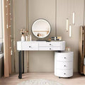 GDFStudio Mino Modern Vanity Table with Detachable Mirror, 6 Drawers and Rotatable Side