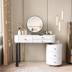 GDFStudio Mino Modern Vanity Table with Detachable Mirror, 6 Drawers and Rotatable Side