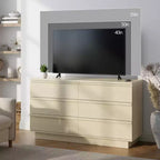Commode double à 6 tiroirs Qwatto – Armoire de rangement moderne et large pour chambre à coucher avec tiroirs profonds pour salon, placard – Hêtre naturel