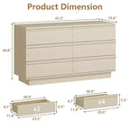 Commode double à 6 tiroirs Qwatto – Armoire de rangement moderne et large pour chambre à coucher avec tiroirs profonds pour salon, placard – Hêtre naturel