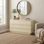 Commode double à 6 tiroirs Qwatto – Armoire de rangement moderne et large pour chambre à coucher avec tiroirs profonds pour salon, placard – Hêtre naturel