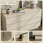 Commode double à 6 tiroirs Qwatto – Armoire de rangement moderne et large pour chambre à coucher avec tiroirs profonds pour salon, placard – Hêtre naturel