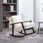 GDFStudio Ellowyn, fauteuil à bascule d'appoint en bois et tissu, style moderne du milieu du siècle
