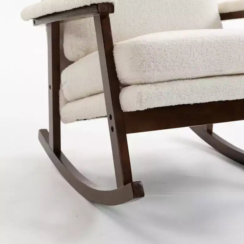 GDFStudio Ellowyn, fauteuil à bascule d'appoint en bois et tissu, style moderne du milieu du siècle