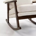 GDFStudio Ellowyn, fauteuil à bascule d'appoint en bois et tissu, style moderne du milieu du siècle